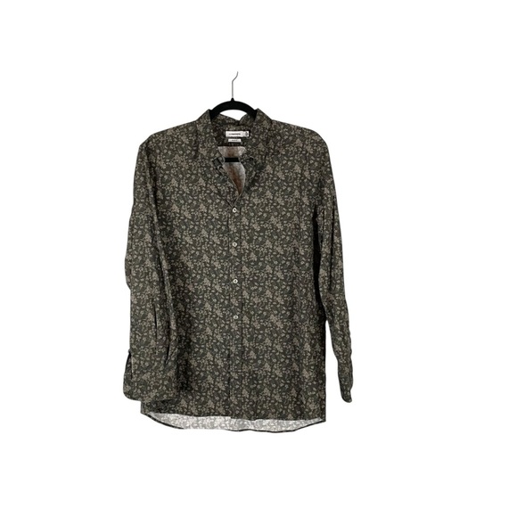 J.Lindeberg Slim Fit Green Floral Button-Up Shirt Men’s Large 100% Cotton - Picture 1 of 5
